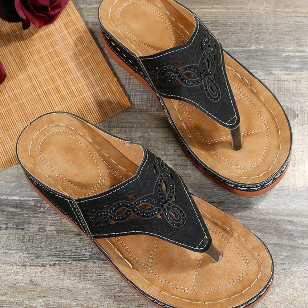 Black Openwork Sandal